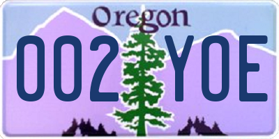 OR license plate 002YOE