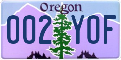 OR license plate 002YOF