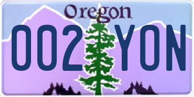 OR license plate 002YON