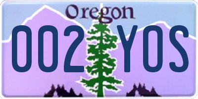 OR license plate 002YOS