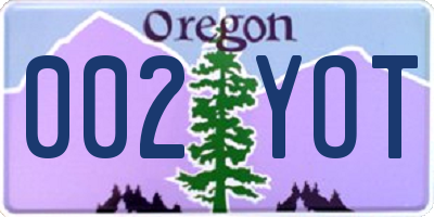 OR license plate 002YOT