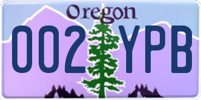 OR license plate 002YPB