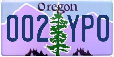 OR license plate 002YPO