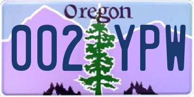 OR license plate 002YPW