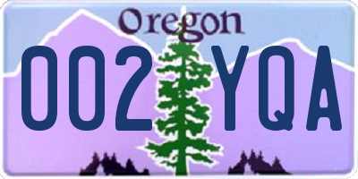 OR license plate 002YQA