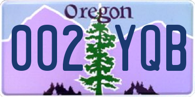 OR license plate 002YQB