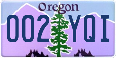 OR license plate 002YQI