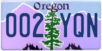 OR license plate 002YQN