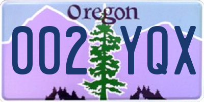 OR license plate 002YQX