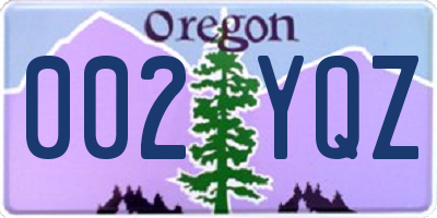 OR license plate 002YQZ