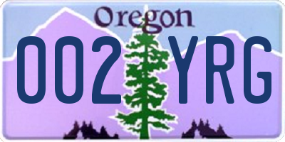 OR license plate 002YRG