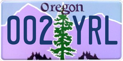 OR license plate 002YRL