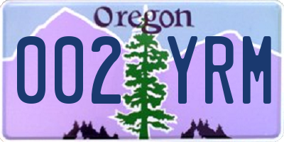 OR license plate 002YRM