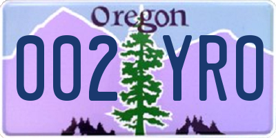 OR license plate 002YRO
