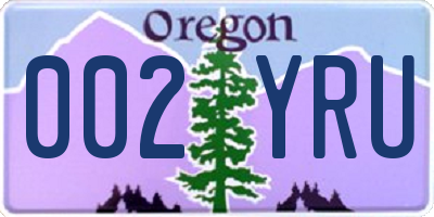 OR license plate 002YRU