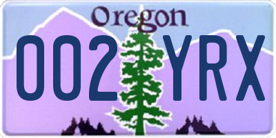 OR license plate 002YRX