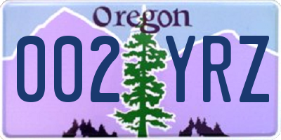 OR license plate 002YRZ