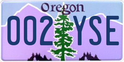 OR license plate 002YSE