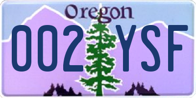 OR license plate 002YSF