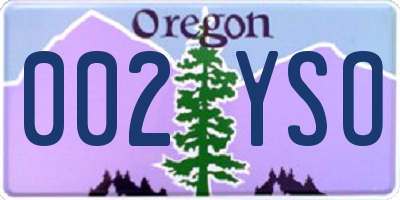 OR license plate 002YSO