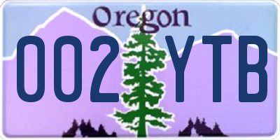 OR license plate 002YTB