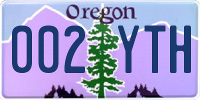 OR license plate 002YTH