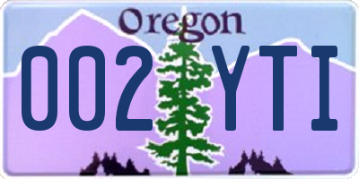 OR license plate 002YTI