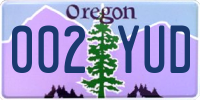 OR license plate 002YUD