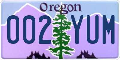 OR license plate 002YUM