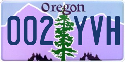 OR license plate 002YVH