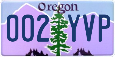 OR license plate 002YVP