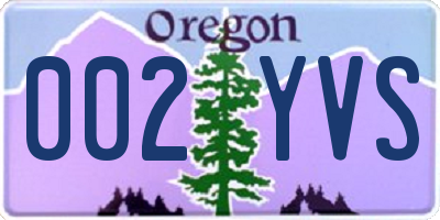 OR license plate 002YVS
