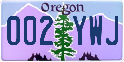 OR license plate 002YWJ