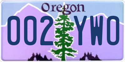 OR license plate 002YWO
