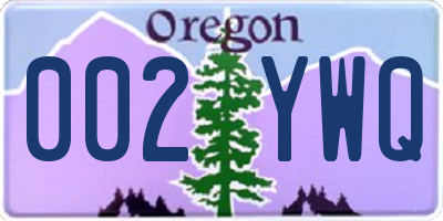 OR license plate 002YWQ