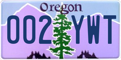 OR license plate 002YWT