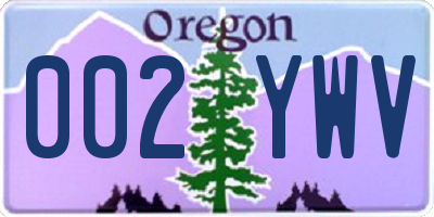 OR license plate 002YWV