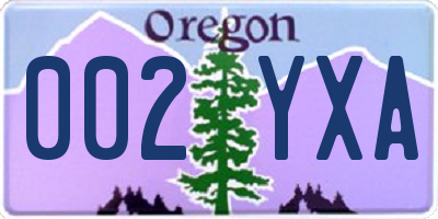OR license plate 002YXA