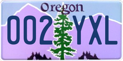 OR license plate 002YXL