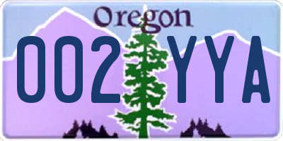 OR license plate 002YYA