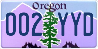 OR license plate 002YYD