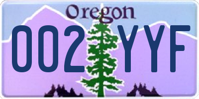 OR license plate 002YYF