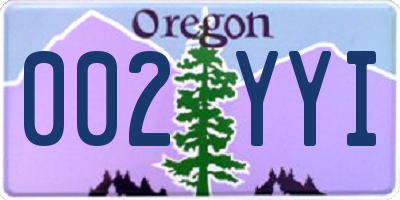 OR license plate 002YYI