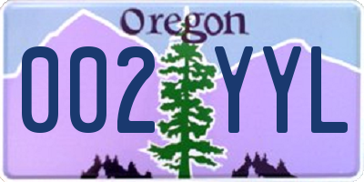 OR license plate 002YYL
