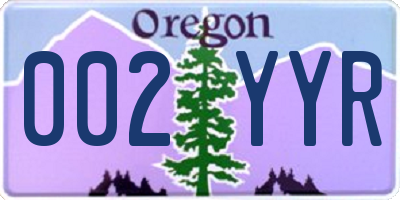 OR license plate 002YYR