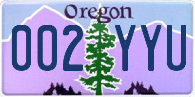 OR license plate 002YYU