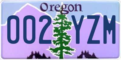 OR license plate 002YZM