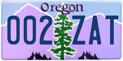 OR license plate 002ZAT
