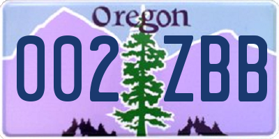 OR license plate 002ZBB