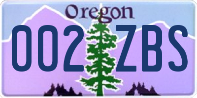 OR license plate 002ZBS